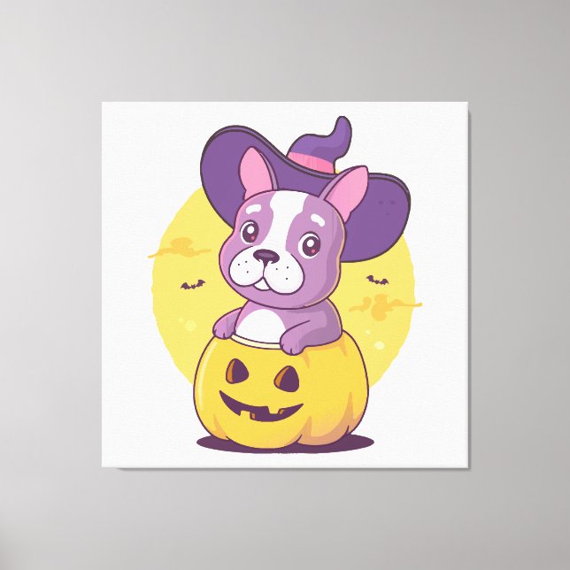 Frenchie Halloween Canvas Print (Front)