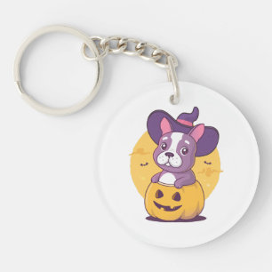 Frenchie Halloween Keychain