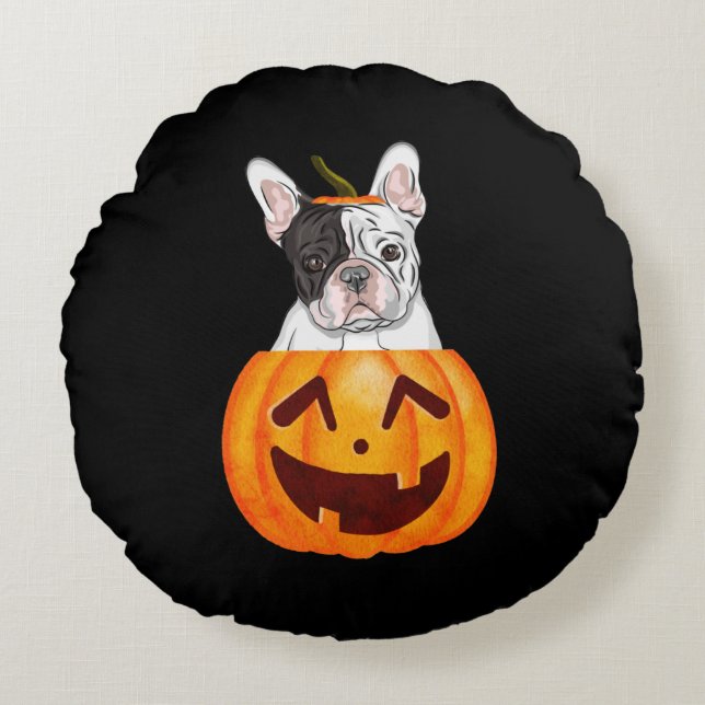 Frenchie Halloween    Round Pillow (Front)