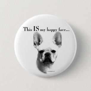 Frenchie Happy Face 2 Inch Round Button