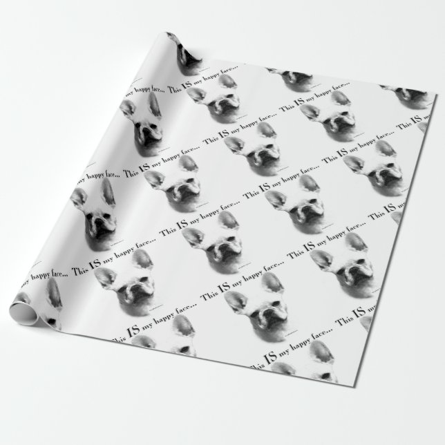 Frenchie Happy Face Wrapping Paper (Unrolled)