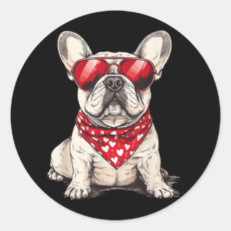 Frenchie Heart Bandana Cool French Bulldog Lover V Classic Round Sticker