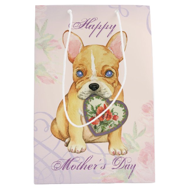 Frenchie Heart Mom Medium Gift Bag (Front)