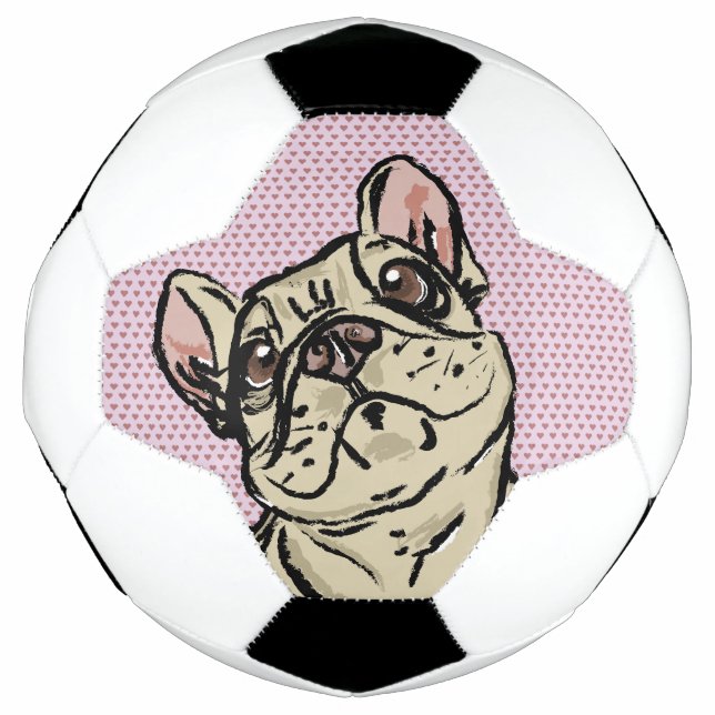 Frenchie Hearts Soccer Ball (Front)