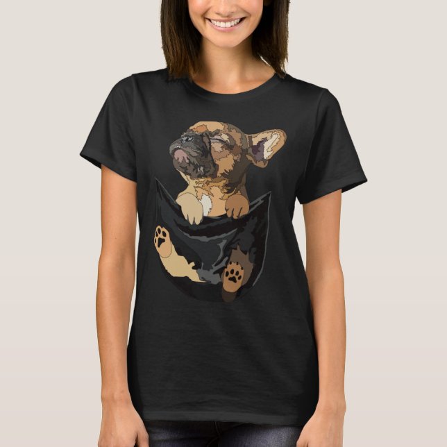 Frenchie In Pocket French Bulldog Mom Dad Dog T-Shirt (Front)