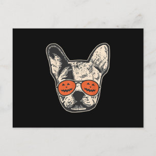 Frenchie In Pumpkin Sunglasses Halloween Bulldog Holiday Postcard