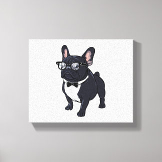 Frenchie in Tuxedo Wearing Glasses Canvas Print