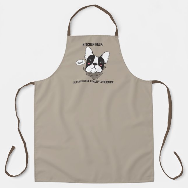 Frenchie Kitchen Help Apron - Brown (Front)