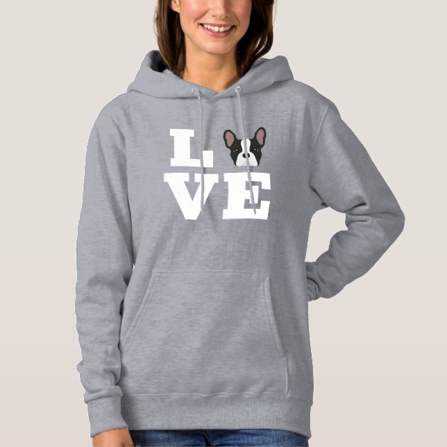 Frenchie Love French Bulldog Hoodie (Front)