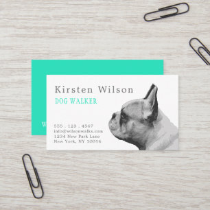 Frenchie Love   Personalized  Aqua Business Card
