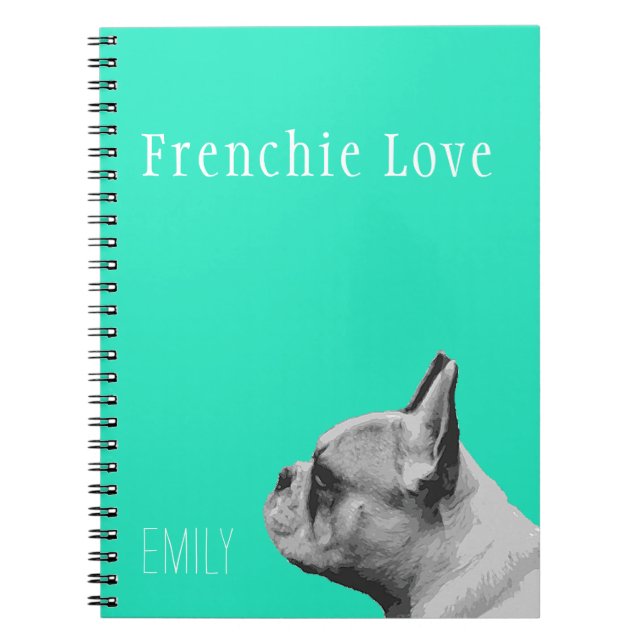 Frenchie Love | Personalized Aqua Notebook (Front)