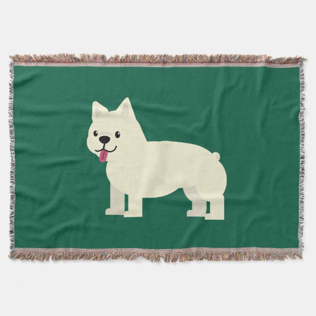 Frenchie Lover Green Throw Blanket (Front)