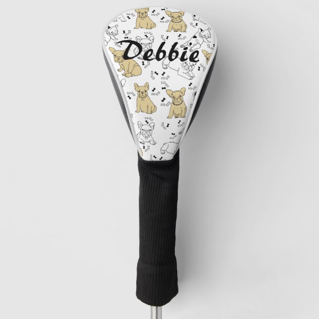 Frenchie Loves Bones Golf Head Cover (Front)