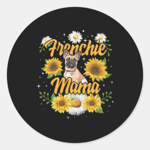 Frenchie Mama French Bulldog Dog Sunflower Classic Round Sticker