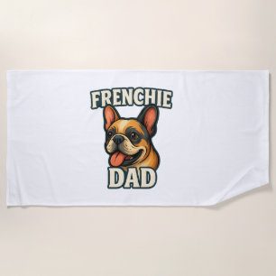 Frenchie Mom Adorable French Bulldog Portrait Beach Towel