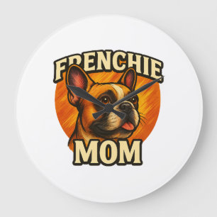 Frenchie Mom Adorable French Bulldog Portrait Large Clock