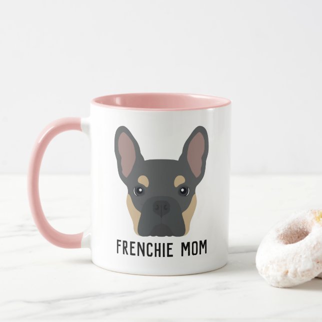 Frenchie Mom Blue et Tan French Bulldog Mug (Avec donut)