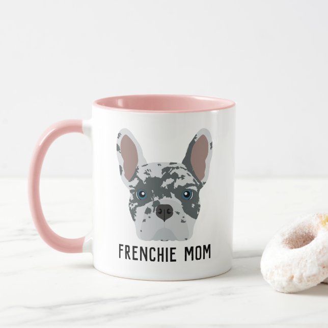 Frenchie Mom Blue Merle French Bulldog Mug (With Donut)