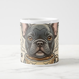 Frenchie Mom Coffee Powered Vintage Design Large Coffee Mug