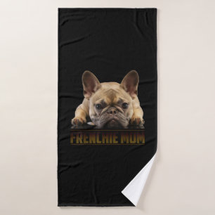 frenchie mom   french bulldog mom gift bath towel
