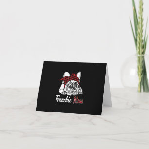 frenchie mom french bulldog with red plaid card