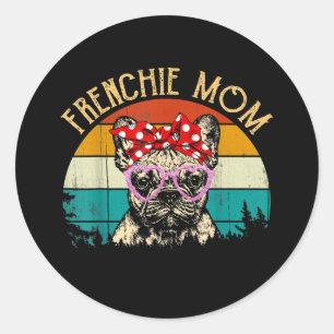 Frenchie Mom Gift Vintage Retro Style Bulldog Classic Round Sticker