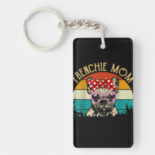 Frenchie Mom Gift Vintage Retro Style Bulldog Keychain