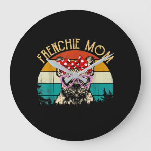 Frenchie Mom Gift Vintage Retro Style Bulldog Large Clock