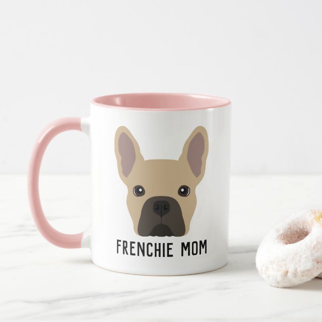 Frenchie Mom Light Fag French Bulldog Mug (Avec donut)