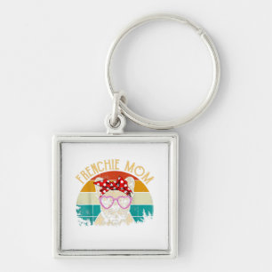 Frenchie Mom Lover Gift Vintage Retro Style Keychain
