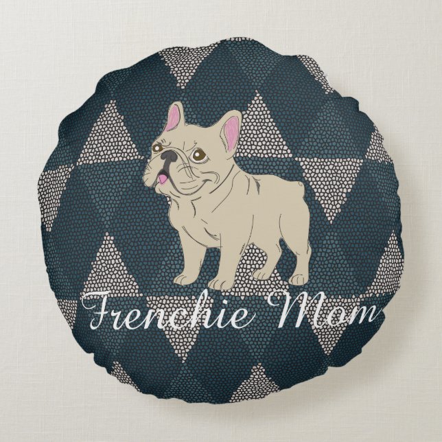 Frenchie Mom Round Pillow (Back)