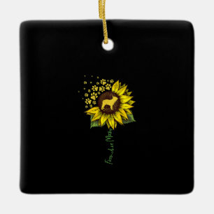 Frenchie Mom Sunflower French Bulldog Lover Gift Ceramic Ornament