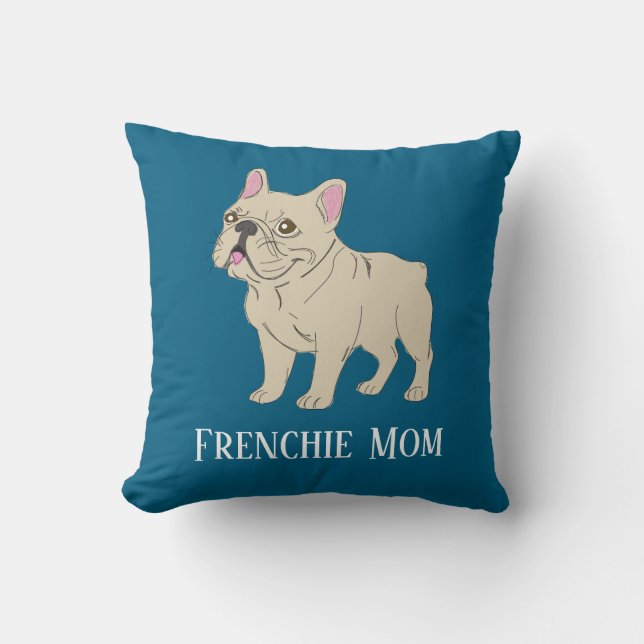 Frenchie Mom Throw Pillow (Front)