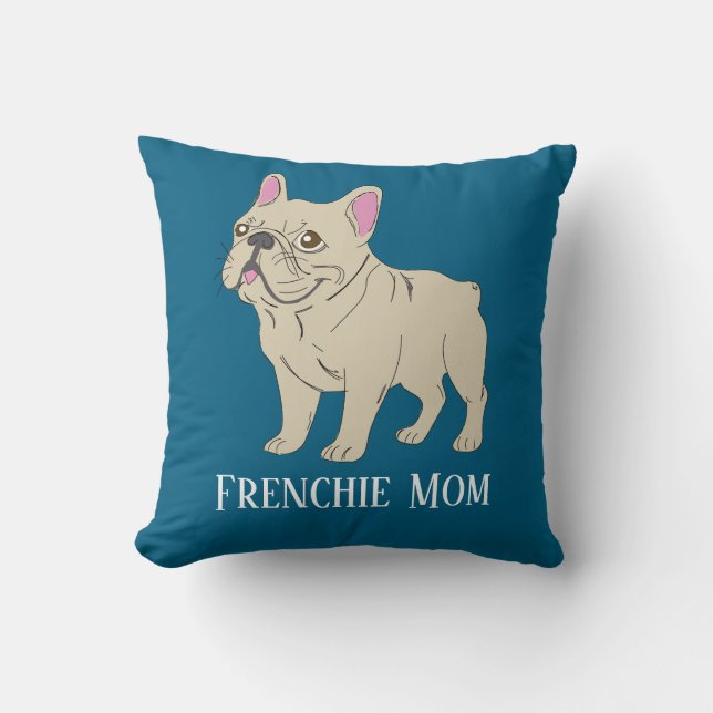 Frenchie Mom Throw Pillow (Front)