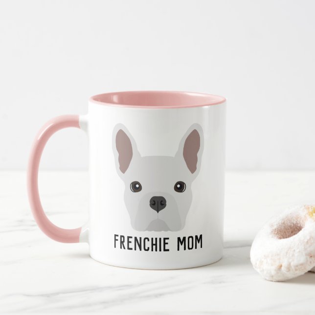 Frenchie Mom White French Bulldog Mug (Avec donut)