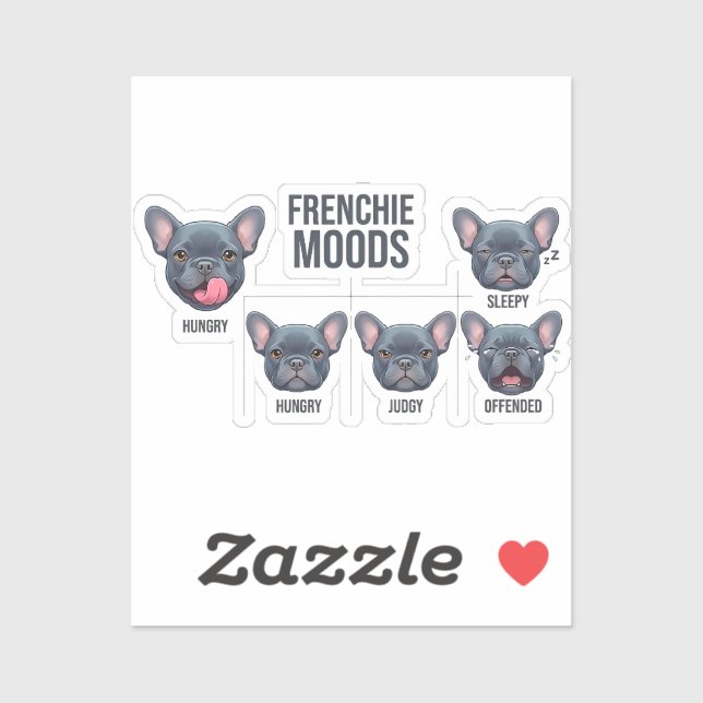 Frenchie Moods Funny French Bulldog Design (Sheet)