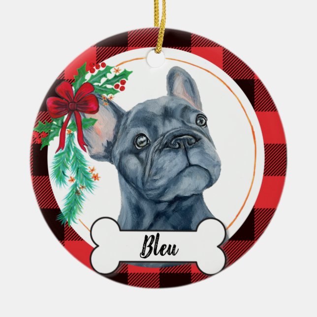 Frenchie Ornament, French Bulldog  Ceramic Ornament (Front)