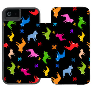 Frenchie Pattern on black Incipio Watson™ iPhone 5 Wallet Case