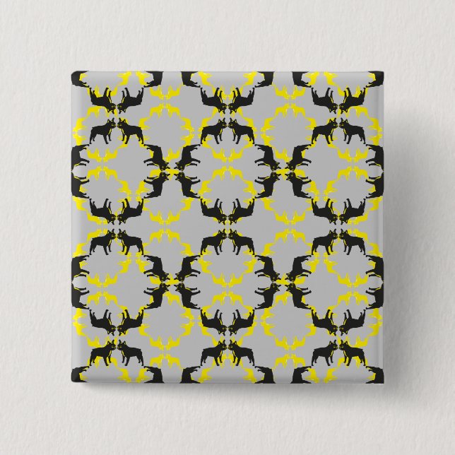 Frenchie Pattern pure 2 Inch Square Button (Front)