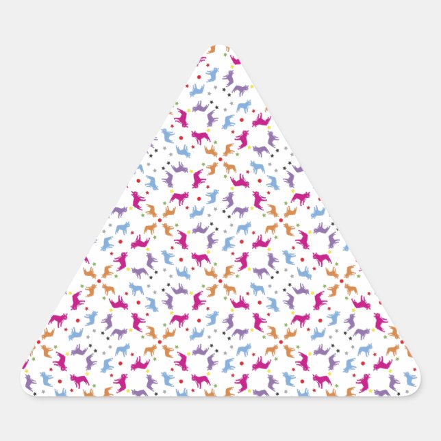 Frenchie Pattern Triangle Sticker (Front)