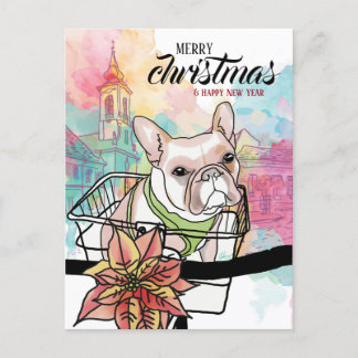 Frenchie Personalized for Christmas and New Year Holiday Postcard