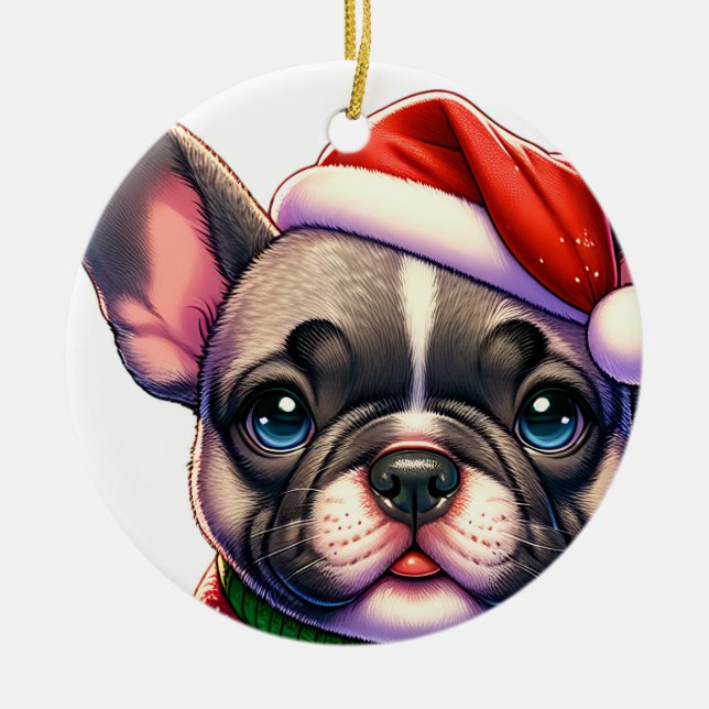 Frenchie pet dog ceramic ornament (Front)