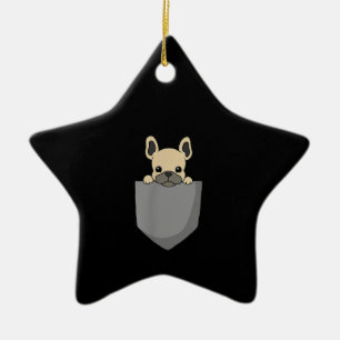 Frenchie Pocket Funny French Bulldog Gift Ceramic Ornament