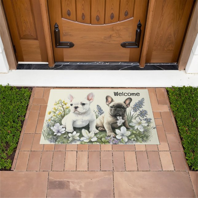 Frenchie Puppies Doormat (Outdoor)