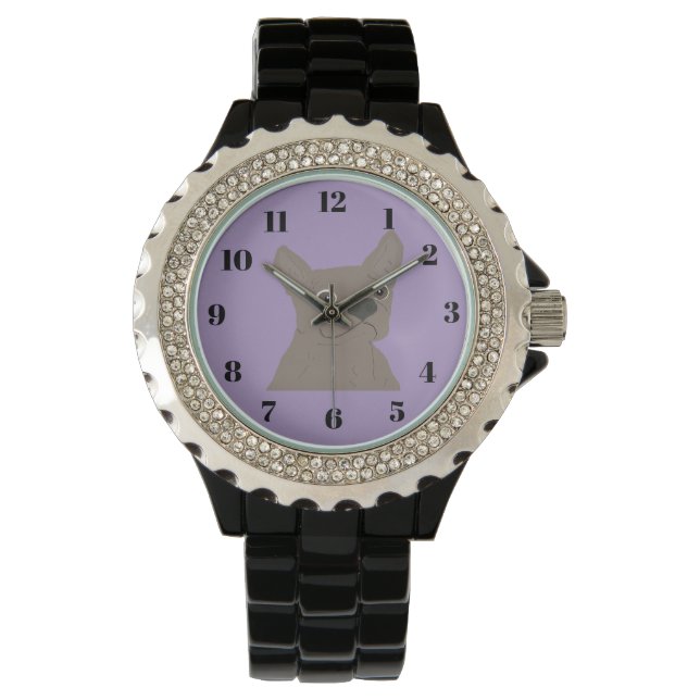 Frenchie, purple watch (Front)