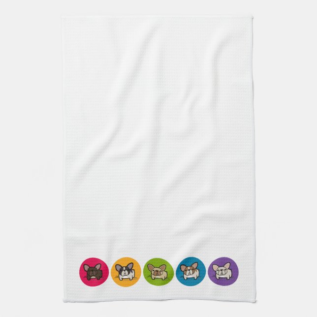 Frenchie Rainbow Kitchen Towel (Vertical)
