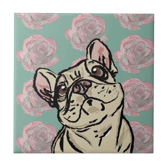 Frenchie Roses Tile (Front)