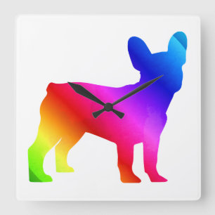 Frenchie square wall clock