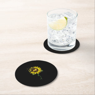 Frenchie Sunflower Mom French Bulldog Lover Gift Round Paper Coaster