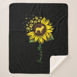 Frenchie Sunflower Mom French Bulldog Lover Gift Sherpa Blanket
